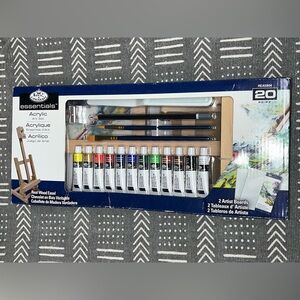 Royal & Langnickel Art Acrylic Painting Artist Set 20 Pieces Wood Easel New